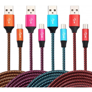 Micro USB Cable,Bynccea High Speed Cell Phone Charger Android Charger Cable 6FT [4-Pack] Nylon Braided Fast Charging Cord Compatible with Samsung Galaxy S6 S7 Edge J3 J7,LG,HTC,Motorola,Sony,Xbox,PS4