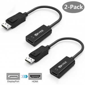 Display to HDMI Adapter Converter 2-Pack,UKYEE Displayport DP to HDMI Adapter Cable Male to Female Port Connector 1080P Compatible with Computer, Desktop, Laptop, PC, Monitor, Projector, HDTV - Black