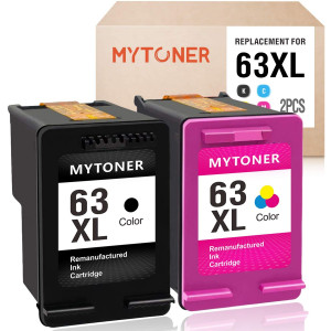 MYTONER Remanufactured Ink Cartridge for HP 63XL 63 XL 63 Ink for Officejet 5255 5258 3830 4650 3833 4655 Envy 4520 4512 4516 Deskjet 1112 2130 2131 3630 3633 3634 Printer (Black, Tri-Color)
