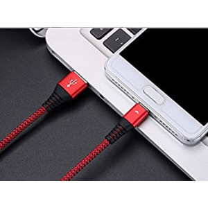 [2 Pack] Nylon Braided USB Type C Cable, iFlash USB A 2.0 to USB-C Fast Charger Cord for Samsung Galaxy S10 S9 S8 Plus Note 9 8, Moto Z, LG V30 V20 G5, Apple MacBook 12" 2018 (Red, 1 Foot)