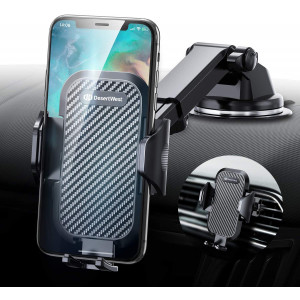 DesertWest Cell Phone Holder 4-in-1 Utra Stable Car Phone Mount Dashboard Windshield Air Vent Universal Fit with iPhone SE 11 Max Pro X XS Max XR 8 7, Samsung Galaxy S20 S10 S10+ S10e All Phones
