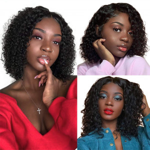 Curly 13x4 Lace Front Human Hair Bob Wigs Pre Plucked Curly Brazilian Human Hair Wigs With Baby Hair For Black Women Ali Pearl Hair Wig(12 inch bob wig)