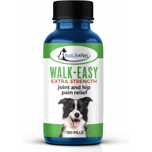 BestLife4Pets Walk-Easy Extra Strength Joint Supplement for Dogs is a Natural, Effective Pet Pain Relief Remedy is Easy to Use, has no Chemicals or Additives, no Taste or Smell (180 Pills)