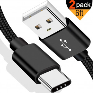 VOTY USB C Charger Cable 2-Pack 6FT for Moto Z4 G6Not for G6 Play,G7(Power,Play,Plus),G6 Plus/Z2 Force/Z2 Play/X4/Moto Z/Z Droid/Z Force 6 Feet USB Type C to A Charge Charging Cord Nylon Braided