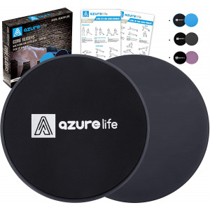 A AZURELIFE Exercise Core Sliders, 2 Pack Dual Sided Exercise Gliding Discs Use on All Surfaces, Light and Portable, Perfect for AbdominalandCore Workouts