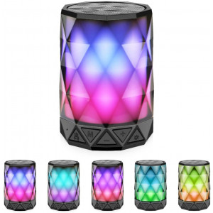 LED Light Bluetooth Speakers with Lights, LFS Night Light Wireless Speakers, Multi-Color Changing Diamond Shape Speaker, Built-in Mic,TF Card TWS Supported, for iPhone Samsung Gaming PC (Multi)