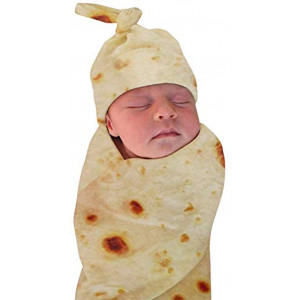 DDWT Newborn Baby Wrap Burrito Swaddle Blanket Tortilla Baby Blanket and Hat 34 Inch Soft Flannel Baby Burritos Safe Shower Blanket0-6 Month