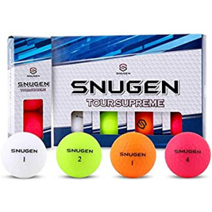 SNUGEN (TM Soft Feel Distance Golf Ball with Matte Finished Color, Long Distance Tour Ball,12 Ball Pack