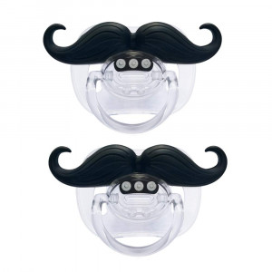 Baby Funny Pacifier Cute Kissable Mustache Pacifier for Babies and Toddlers Unisex - 0-6 Months Baby Orthodontic Mustache Pacifier BPA Free -Pack of 2 Black