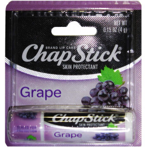 Chapstick (1) Stick Grape Flavored Lip Balm - Paraben Free Lip Care - Carded 0.15 oz