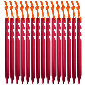 AnyGear 7075 Aluminum Tent Stakes 15 Pack - Ultralight Tri-Beam Tent Pegs with Reflective Rope - Essential Tent Accessories for Camping, Rain Tarps, Hiking, Backpacking