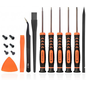 TECKMAN T6 T8 T9 T10 Torx Security Screwdriver Set, Repair Kit for Xbox one Xbox 360 PS3 PS4 Controller Disassembly and Cleaning with Anti-static Brush, Tweezer, Spare Screws and Opening Pry Tools