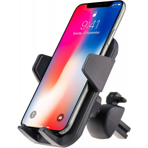 Fugetek Car Vent Phone Mount Holder, Universal Adjustable Cradle, One Touch Close and Release, Durable, Compatible with iPhone 11, XR/XS Max, XS/X, 8/8+, 7/7+, Galaxy S10,S9,S8, HTC, Google (Grey)