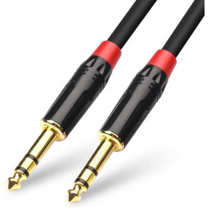 DISINO 1/4 inch TRS Cable, Heavy Duty 6.35mm Male to Male Stereo Jack Balanced Audio Path Cord Interconnect Cable - 16 feet/5 Meters
