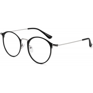 GLINDAR Retro Round Computer Glasses Metal Circle Frame Bule light Blocking Glasses for Women Reduce Eye Strain