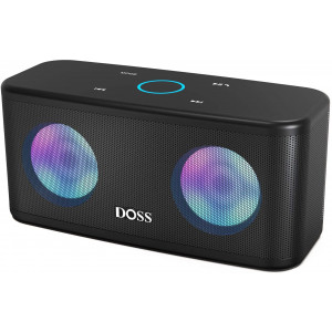 Bluetooth Speakers, DOSS SoundBox Plus Portable Wireless Bluetooth Speaker with 16W HD Sound and Deep Bass, Wireless Stereo Pairing, 20H Playtime, Wireless Speaker for Home, Outdoor, Travel - Black