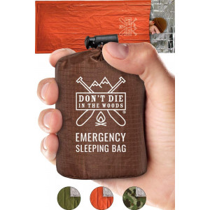 Emergency Sleeping Bag With Hood | Ultralight, Waterproof, Thermal Mylar Sleeping Bag Liner | Survival Bivy Space Blanket Bivey For Hiking, Backpacking, Earthquake, First Aid Kits, Camping Gear Orange