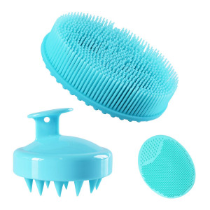 Shampoo Brush Bath Brush Kit Including Hair Scalp Massager Brush,Silicone Shower and Bath Brush Gentle Scrub Skin Exfoliation,Pore Cleaning Pad for Men Women Kids(Green)