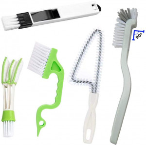 Window or Sliding Door Track Cleaning Brush, Tile Lines Brush,Window Blind Duster, 2-in-1 Windowsill Sweeper, Hand-held Groove Gap, 5 Pieces