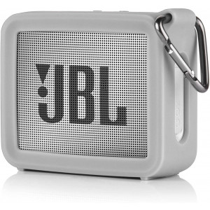 TXEsign Travel Protective Silicone Stand Up Carrying Case Compatible with JBL GO 2 Portable Bluetooth Waterproof Speaker (Grey)