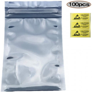 Daarcin 100pcs 3.15X4.72in/8X12cm Anti Static Bags,ESD Bags Resealable for HDD with 100pcs Labels, Antistatic Bags for Hand Drive or Varieties of Electronic Device
