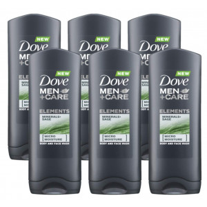 Dove Men Care Body and Face Wash, Minerals and Sage - 13.5 Fl Oz / 400 mL X 6 Pack Case, Made in Germany