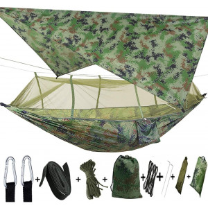 TOPCHANCES Upgrade Ultralight Portable Nylon Camping Hammock with Mosquito Net,Tree Straps and Rain Fly Tent Tarp for Outdoor Hammock Camping