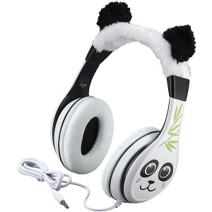 Panda Kids Headphones, Adjustable Headband, Stereo Sound, 3.5Mm Jack, Wired Headphones for Kids, Tangle-Free, Volume Control, Foldable, Childrens Headphones Over Ear for School Home, Travel