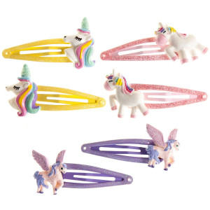 Unicorn Snap Hair Clips 6Pcs Little Girls Toddlers Kids Hair Clips,Unicorn Party Birthday Gift