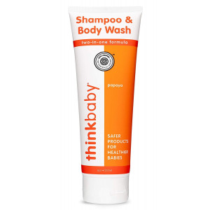 Thinkbaby Baby Shampoo and Body Wash | Tear Free, EWG Verified, Free of Parabens, Phthalates | Clean, For Hair and Body, Sensitive Skin - Papaya, 8oz