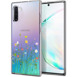 Unov Galaxy Note 10 Case Clear with Design Soft TPU Shock Absorption Slim Embossed Floral Pattern Protective Back Cover for Galaxy Note 10 6.3inch (Flower Bouquet)