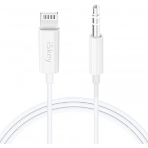 Aux Cord Compatible with iPhone, iSkey 3.5mm Aux Cable for Car Compatible with iPhone 8/7/11/XS/XR/X/iPad/iPod for Car/Home Stereo, Speaker, Headphone, Support All iOS Version - 3.3ft White
