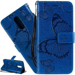 ISADENSER LG K40 Case LG K12 Plus Case LG X4 (2019) Butterfly Case [Business Embossing] [Kickstand Flip] [Card Slot] [Magnetic Clasp] Flip Case for LG K40 (2019) Blue Butterfly KT