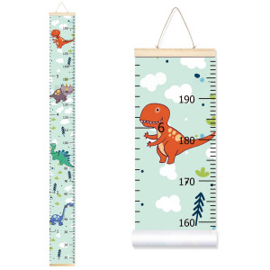 Sylfairy Baby Height Growth Chart Ruler for Kids, Roll-up Wall Ruler Removable Wall Hanging Measurement Chart 7.9'' x 79'' Wall Decoration with Wood Frame