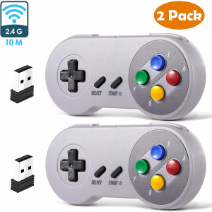 2.4 GHz Wireless USB SNES Controller for Super Classic Games, iNNEXT Retro USB PC Controller Compatible for Windows PC MAC Linux Genesis Raspberry Pi Retropie Emulator [Plug and Play] [Rechargeable]