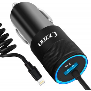 Car Charger, Mini 24W 4.8A Ultra-Compact Car Phone Charger Adapter USB Port Fast Cable Car Charger Compatible for iPhone XS/Max/XR/X/8/7/6/6s/5/Plus, iPad Pro/Air/Mini, Galaxy Note/S-Black
