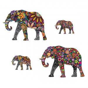 Peel and Stick Wall Decals Removable Wall Art Stickers for Home Office Nursery Decor(Colorful Elephant)