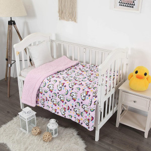 Elegant Homes Kids Soft and Warm Sherpa Baby Toddler Boy Blanket Printed Borrego Stroller or Baby Crib or Toddler Bed Blanket Plush Throw 40X50 (Unicorn Rainbow)