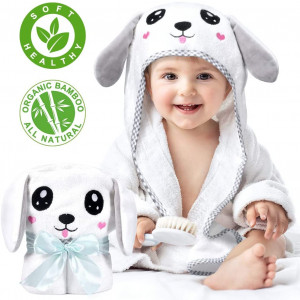 Kaome Baby Hooded Towel, Organic Bamboo Baby Towel Ultra Soft Bath Towel for Toddler, Super Absorbent Large Washcloth, Machine Washable Towel with Cute Ear Design for Baby Shower