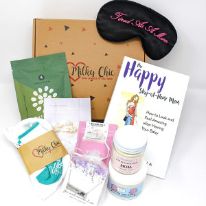 Milky Chic Gift Box for New Moms -10 Unique Postpartum Personal Care Items for Mothers-Mommy's Pampering Surprise Basket - After-Pregnancy Must-Haves for Mom
