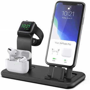 Conido 3 in 1 Charging Station for Apple Products, Stand for Apple Watch Series 5/4/3/2/1, AirPods Pro/2/1 Charging Dock, Charger Station for iPhone SE New/11Pro Max/XS Max/XR/8 Plus/7 Plus/6S Plus