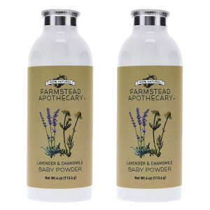 Farmstead Apothecary 100% Natural Baby Powder (Talc-Free) with Organic Tapioca Starch, Organic Chamomile Flowers, Organic Calendula Flowers, Lavender and Chamomile 4 oz (Pack of 2)