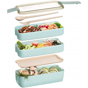 Edtsy Bento box for kids and adults with Dividers 1100 ml - Leakproof lunchbox with utensils - Lunch Solution Offers Durable, Leak-Proof, On-the-Go Meal and Snack Packing