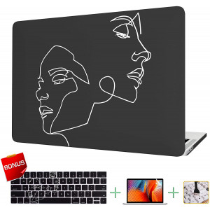 VAESIDA MacBook Case 12 Inch, Hard Laptop Cover Case and Keyboard Cover and Screen Protector Only Compatible Mac 12 Release 2015-17 (Mac Retina 12 Inch Model: A1534) (Face Sketch)