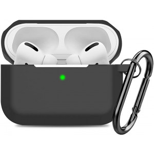 Compatible AirPods Pro Case Cover Silicone Protective Case Skin for Apple Airpod Pro 2019 (Front LED Visible) Black