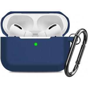 Compatible AirPods Pro Case Cover Silicone Protective Case Skin for Apple Airpod Pro 2019 (Front LED Visible) Navy Blue