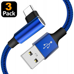 2020 New Version USB Type C Cable 6.8FT 3Pack, Durable Nylon Braided 3A Fast Charger USB A to USB-C Fast Data Sync Transfer Cable for Samsung Galaxy S10 S10E S9 S8 Plus Note 10 9 8 LG V30 V20 G6 Blue