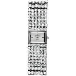 Peugeot Women Jewelry Evening Watch - Handset with 6 Strands of Genuine Swarovski Crystals