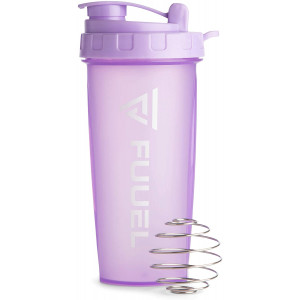 Shaker Bottle with Lanyard, Purple, 24oz - Leak Proof Mixer Cup with Stainless Steel Blending Ball - Mixing Bottles for Protein Shakes - Premium Fitness Accessories