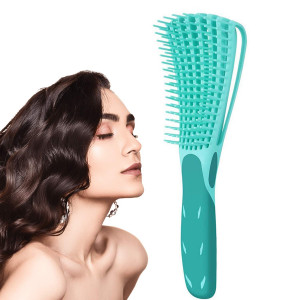 Detangling Brush for Curly Hair, Black Hair Detangler, Afro Textured 3a to 4c Kinky Wavy, for Wet/Dry/Long Thick Curly Hair, Exfoliating Your Scalp for Beautiful and Shiny Curls (Green)